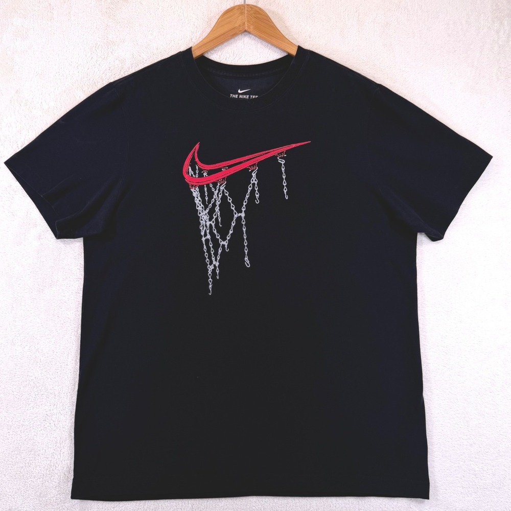 Nike Dri-FIT Basketball Chain Net Swoosh Graphic T-Shirt Black Large 637586-00A